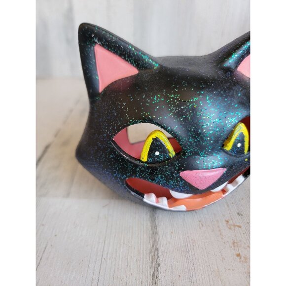 Vintage ceramic black cat face tea light holder candle Halloween - Picture 3 of 10